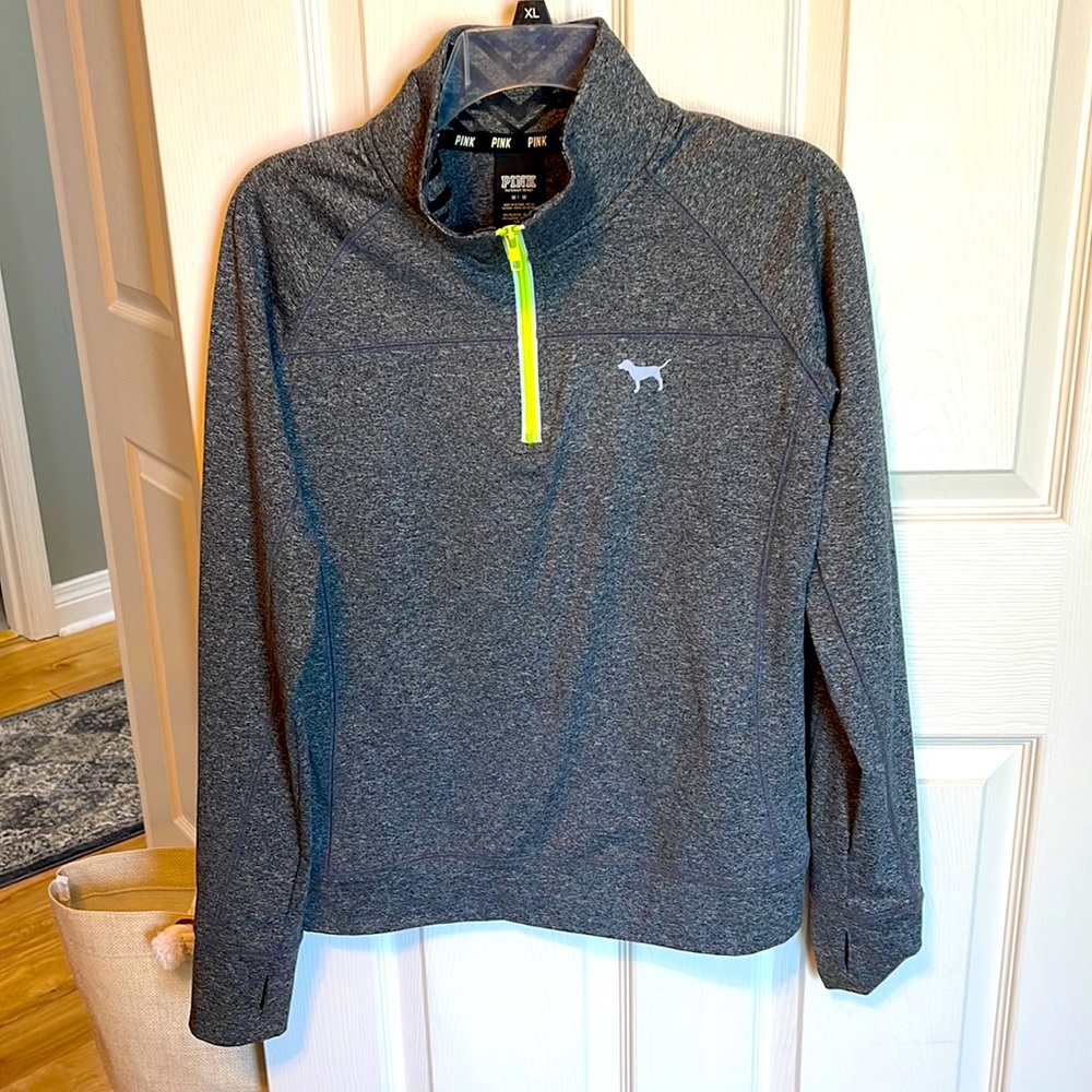 Polyester Partial Zip Pullover Long Sleeve Workout Shirt w\ matching tights